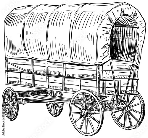 horse cart handdrawn illustration