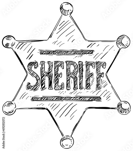 Fotografija sheriff badge handdrawn illustration
