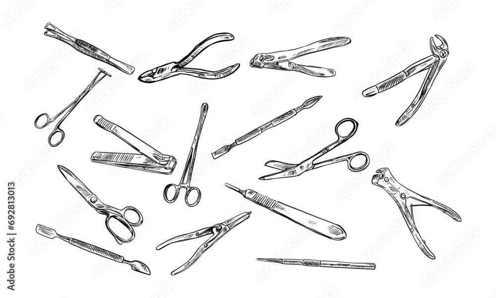 Naklejka premium manicure tools handdrawn collection