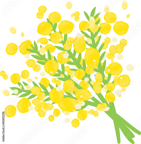 水彩のミモザの花束