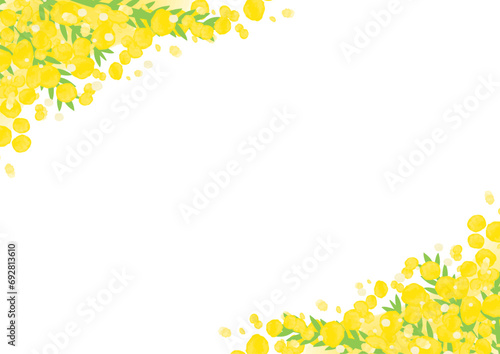 水彩のミモザのフレーム