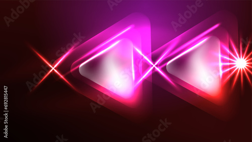 Techno neon triangles with light effects in the dark © antishock