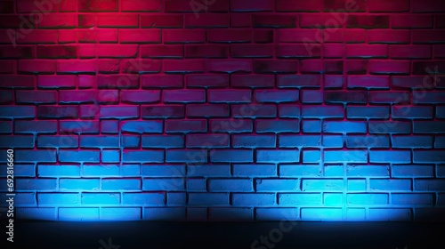 Neon light on brick walls that are not plastered background