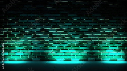 Neon light on brick walls that are not plastered background