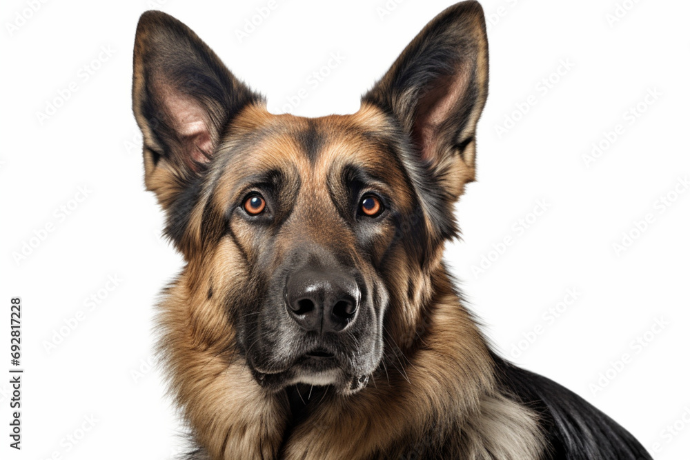 German Shepherd close-up portrait. Adorable canine studio photography.	