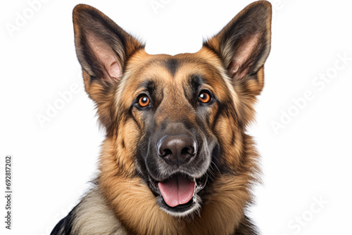 German Shepherd close-up portrait. Adorable canine studio photography. 