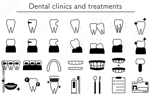 Icon set for dental clinics and dental care