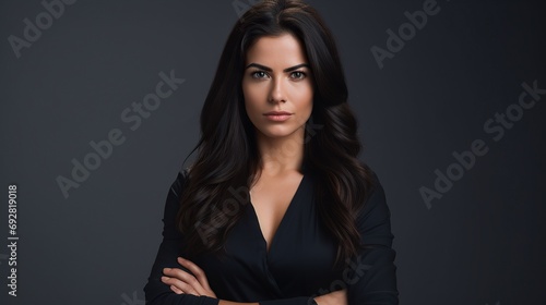 Young and confident businesswoman. Attractive young woman in smart casual wear keeping arms crossed and looking at camera
