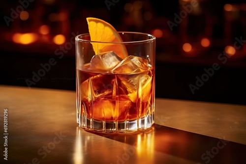  garnish orange glass beverage Cocktail bar fashioned old whiskey alcohol liqueur scotch rum cognac brown candle brandy table glasses drink liquid cold ice party red eatery bottle