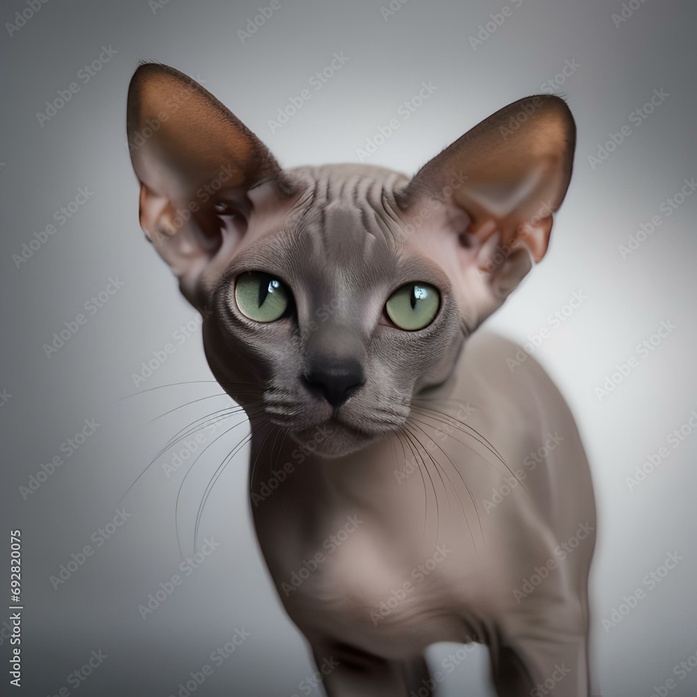 A close-up portrait of a Sphinx cat with a curious and intelligent gaze2