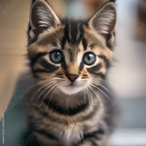 A portrait capturing the playful mischief of a curious tabby kitten1