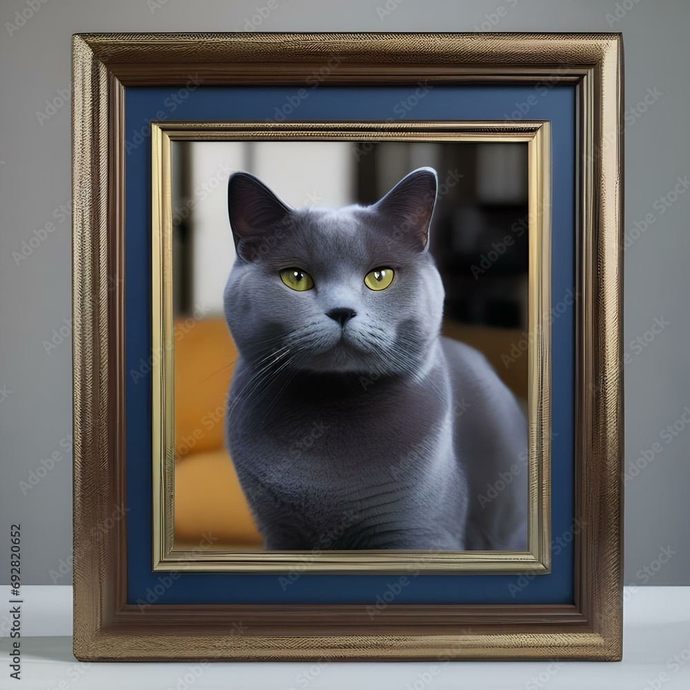 A contemplative portrait of a Chartreux cat with its plush blue-gray fur3