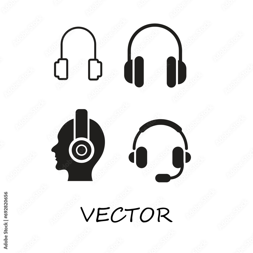 headphone con set, music innstrument flat trendy style illustration on white background..eps headphone con set, music innstrument flat trendy style illustration on white background..eps