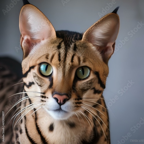 A majestic portrait of an exotic Savannah cat with its wild appearance2 photo