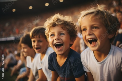 Children Cheering at a Sports Event 