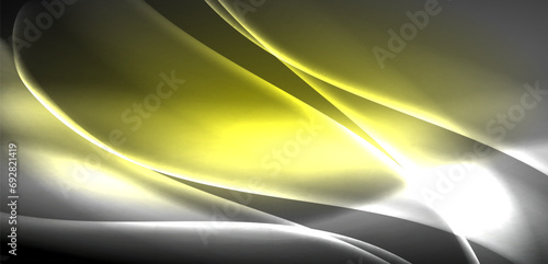 Neon-lit waves surge across background, mesmerizing dance of luminescence and motion. Dynamic backdrop captures essence of energy and modern aesthetics
