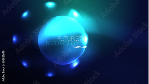 Circles with bright neon shiny light effects, abstract background wallpaper design