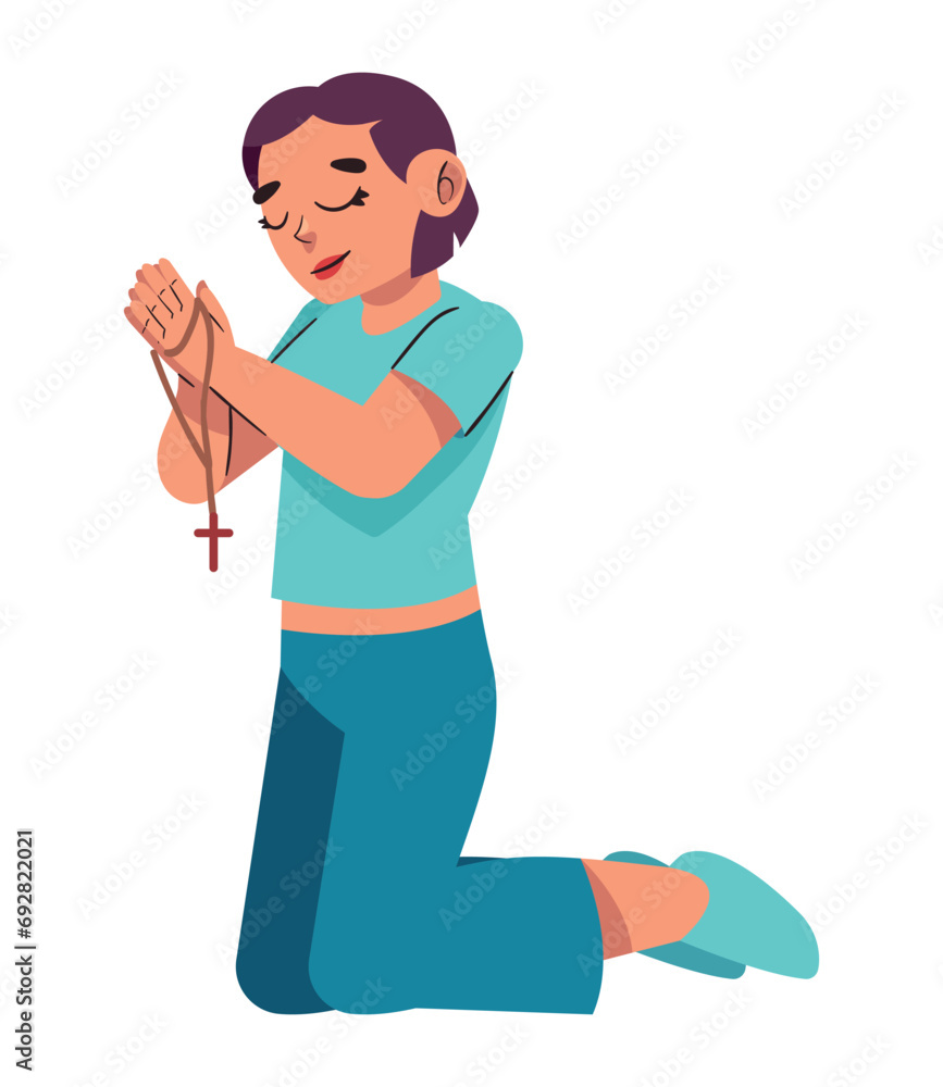 girl praying with rosary