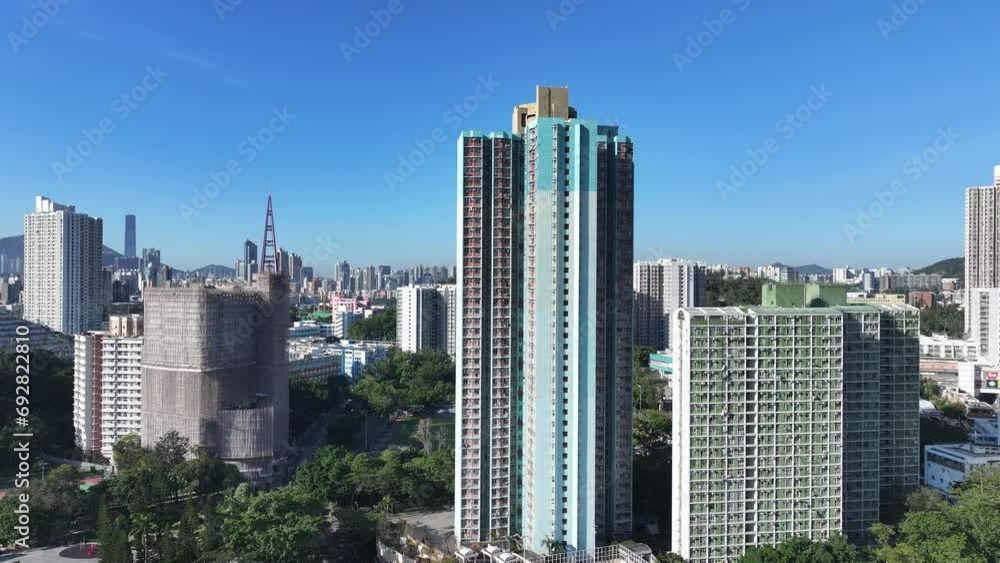 Aerial drone skyview of residential community in Kowloon Tong Shek Kip Mei Wong Tai Sin Lok Fu Wang Tau Hom San Po Kong Kowloon City Kai Tak Sung Wong Toi near Lion Rock mountain Hong Kong Aerial drone skyview of residential community in Kowloon Tong Shek Kip Mei Wong Tai Sin Lok Fu Wang Tau Hom San Po Kong Kowloon City Kai Tak Sung Wong Toi near Lion Rock mountain Hong Kong
