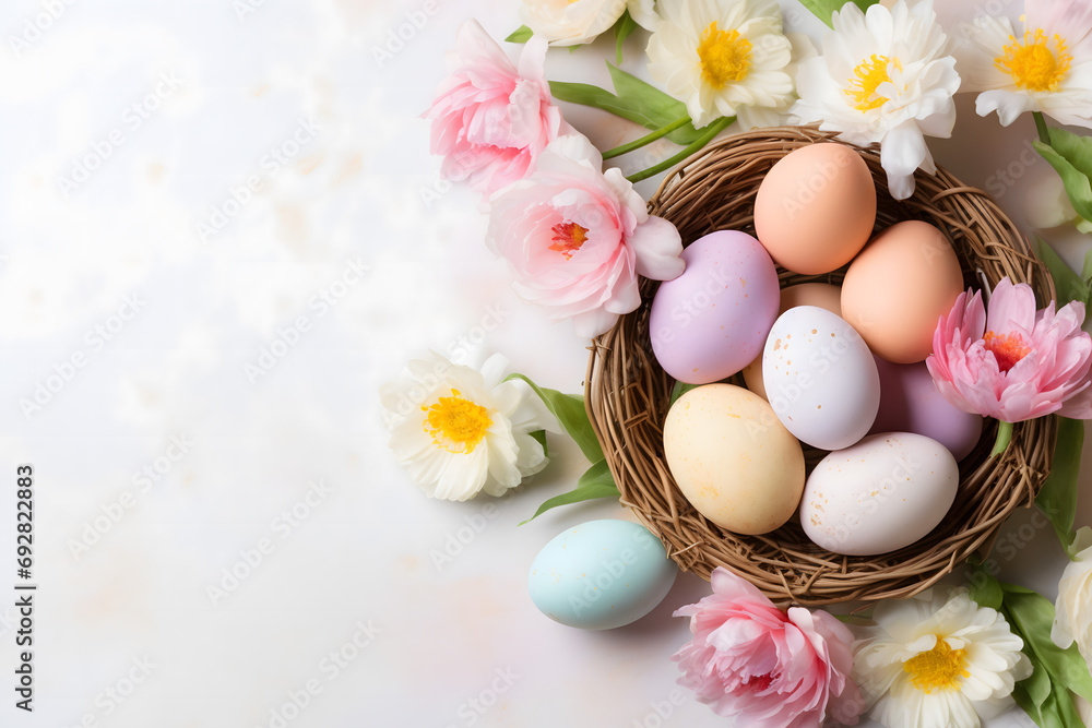 easter card, easter bunny with eggs, easter eggs and flowers, easter eggs in a basket, easter eggs and flowers on a white background, easter wall paper and background for social media easter card, easter bunny with eggs, easter eggs and flowers, easter eggs in a basket, easter eggs and flowers on a white background, easter wall paper and background for social media