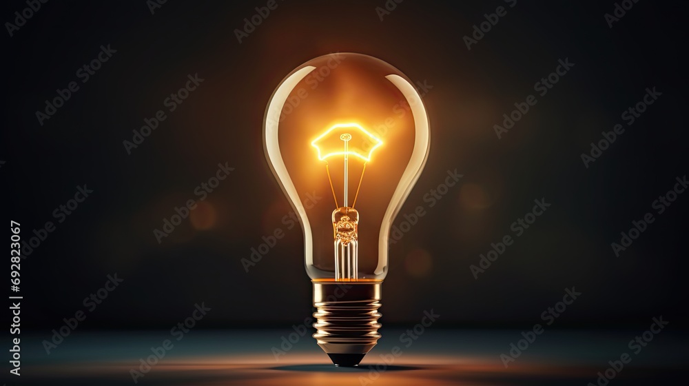 One of Lightbulb glowing among shutdown light bulb One of Lightbulb glowing among shutdown light bulb