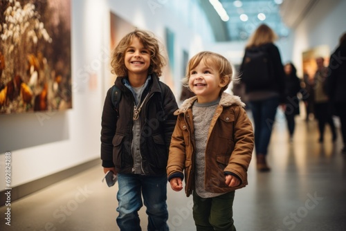 Museum Morning: Siblings Exploring an Art Gallery Together 