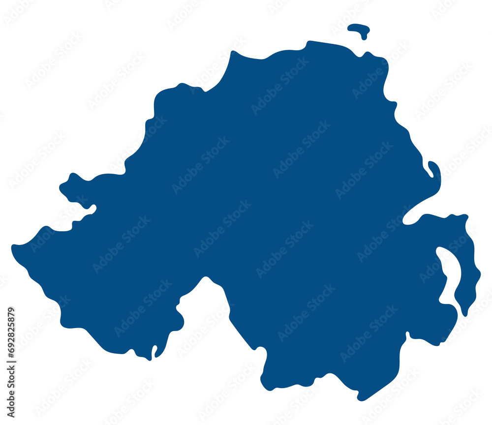 Northern Ireland map. Map of Northern Ireland in blue color