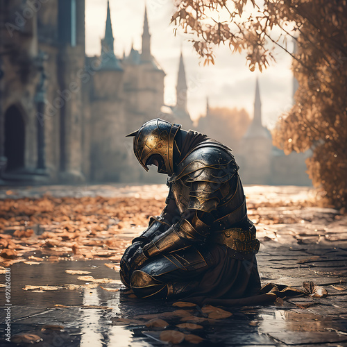 A knight on his knees in regret and sadness
후회와슬픔에무릎꿇은기사 Generative AI