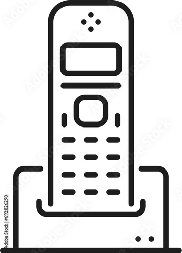 Wake up call or room service thin line icon. Vector cellphone in retro design, office support, alarm wakeup reminder for tired hotel visitors