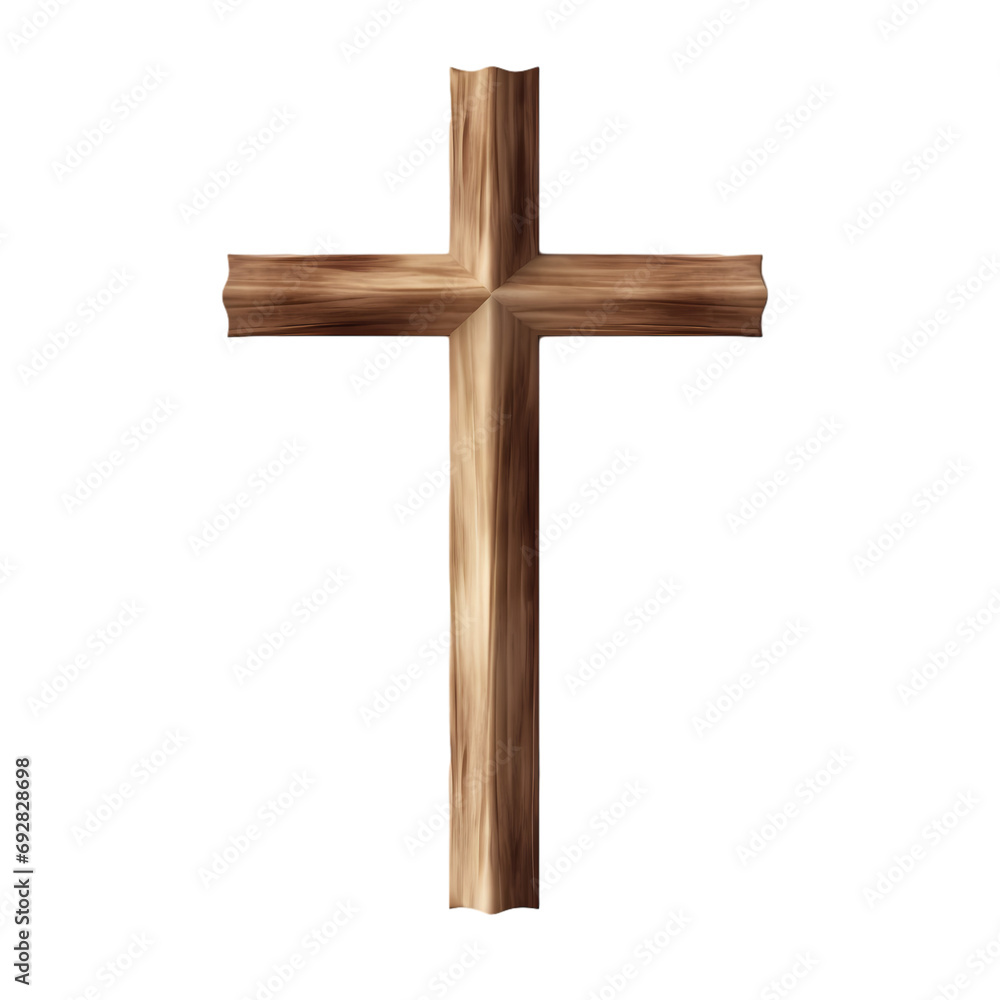 Wooden cross isolated on transparent background
