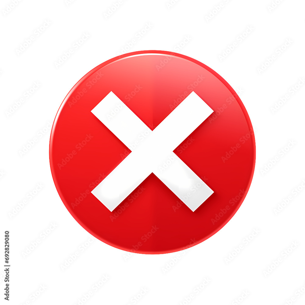 Red cross mark icon isolated on transparent background Red cross mark icon isolated on transparent background