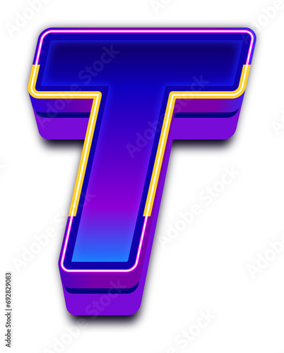 Neon Light  Alphabet Letter T