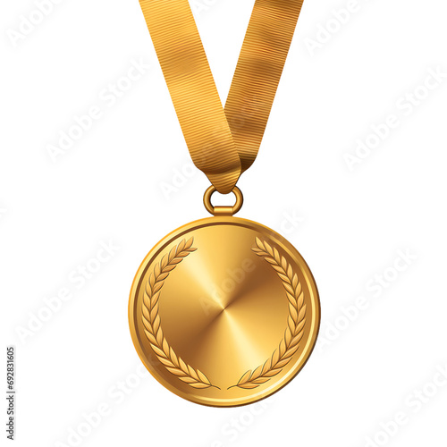 Gold medal isolated on transparent background