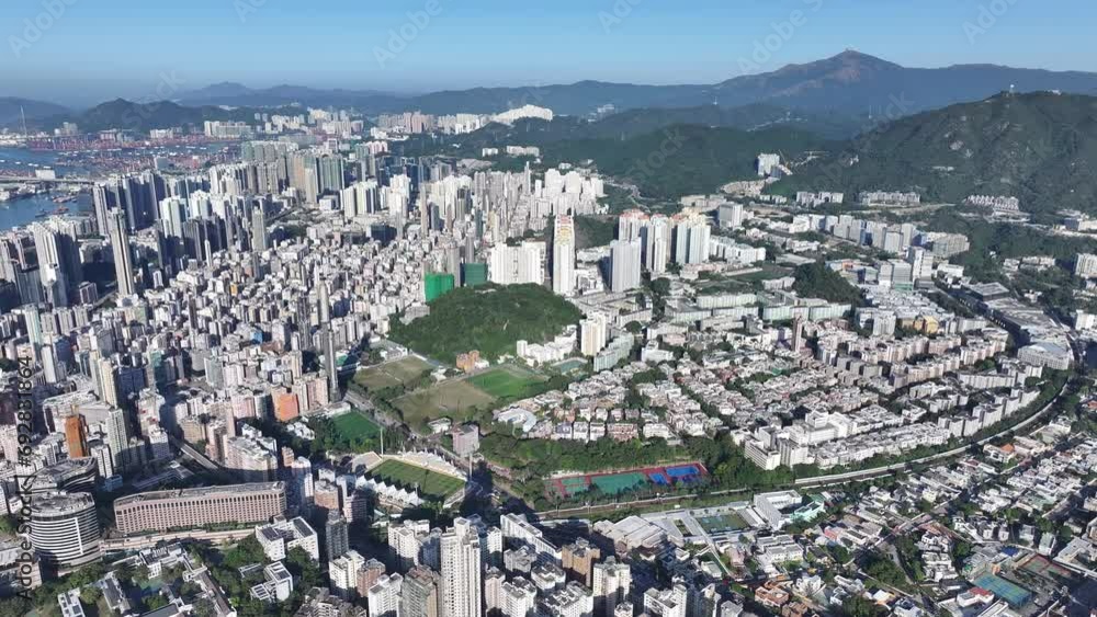 Aerial drone skyview of residential community in Kowloon Tong Shek Kip Mei Wong Tai Sin Lok Fu Wang Tau Hom San Po Kong Kowloon City Kai Tak Sung Wong Toi near Lion Rock mountain Hong Kong Aerial drone skyview of residential community in Kowloon Tong Shek Kip Mei Wong Tai Sin Lok Fu Wang Tau Hom San Po Kong Kowloon City Kai Tak Sung Wong Toi near Lion Rock mountain Hong Kong