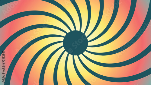 Abstract spiral spinning sunburst in vortex tunnel style background.
