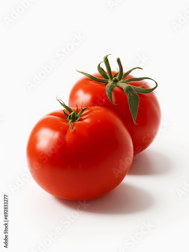 Ripe red tomatoes on a white background