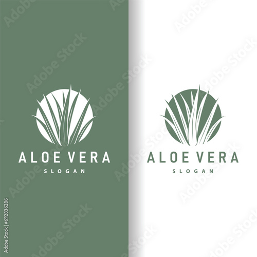 Aloe Vera Logo Design Simple Illustration Health Herbal Plant Grass