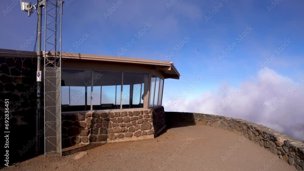 Haleakala national park in Maui hawaii. at 10,000 ft elevation. Haleakala Visitor center House of the sun. Volcano summit crater in Maui Hawaii. famous tourist destination for sunset over the clouds Haleakala national park in Maui hawaii. at 10,000 ft elevation. Haleakala Visitor center House of the sun. Volcano summit crater in Maui Hawaii. famous tourist destination for sunset over the clouds