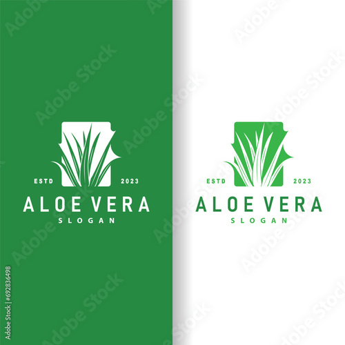 Aloe Vera Logo Design Simple Illustration Health Herbal Plant Grass