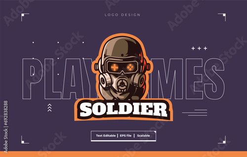 Soldier mascot logo illustration. soldier esport and mascot logo template. Elite Troopers E sport logo Team.