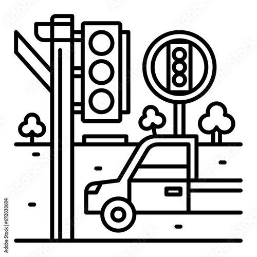 the car stopped at a traffic light