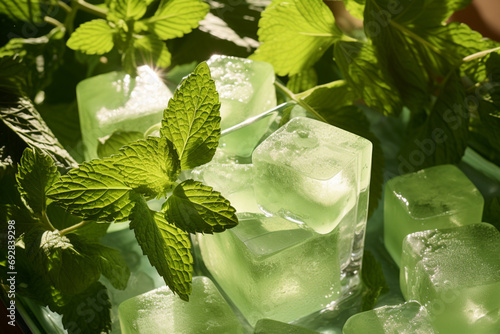 ice cube with mint