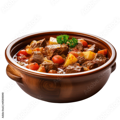 Beef stew traditional homemade goulash isolated on transparent background,transparency  photo