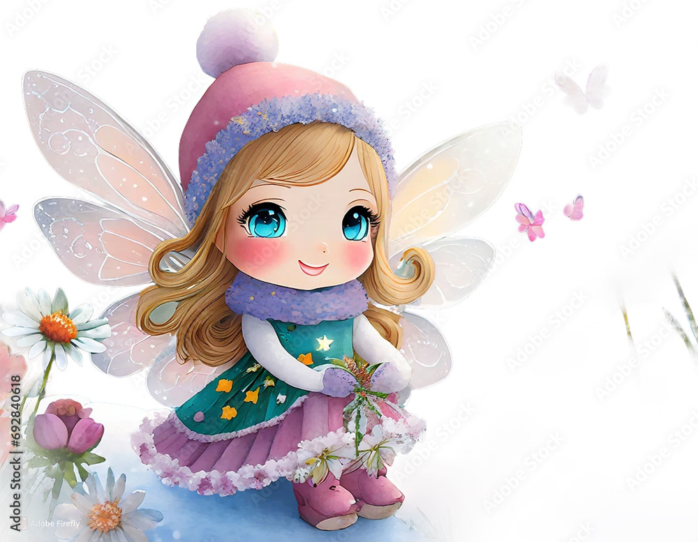 cute fairy holding a yellow flower cartoon character cute fairy holding a yellow flower cartoon character