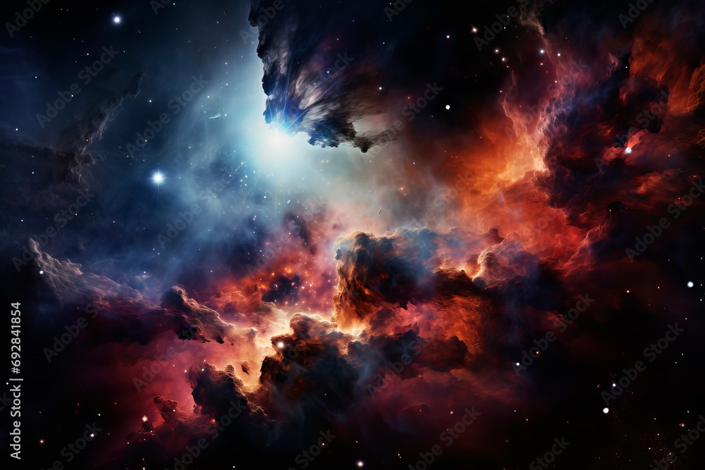 Bright, beautiful cosmic nebula. Generative AI