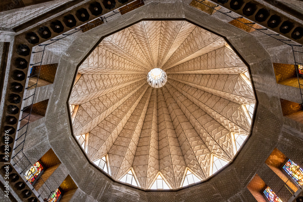 View of the dome from the top floor of the Church of the Annunciation in the Nazareth city in northern Israel