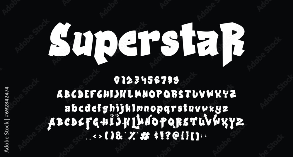 Obraz premium Superstar graffiti display font Best Alphabet Alphabet Brush Script Logotype Font lettering handwritten