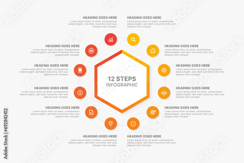 Yearly Timeline Circle Infographic Design Template with Twelve Options photo