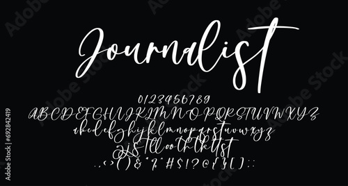 Journalist beauty script handwritten font Best Alphabet Alphabet Brush Script Logotype Font lettering handwritten