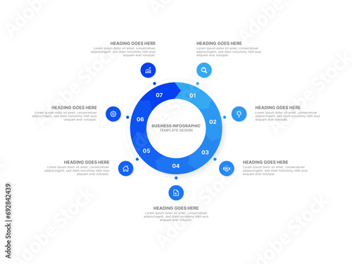 Circle Round Infographic Design Template with Seven Options